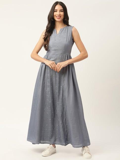 rooted grey embellished maxi dress