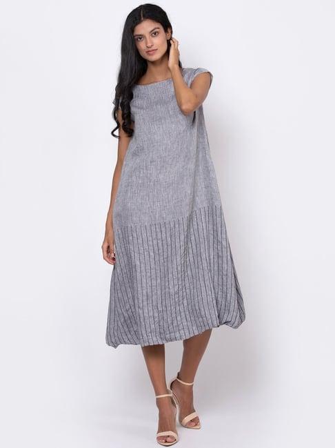 rooted greyish blue textured dress