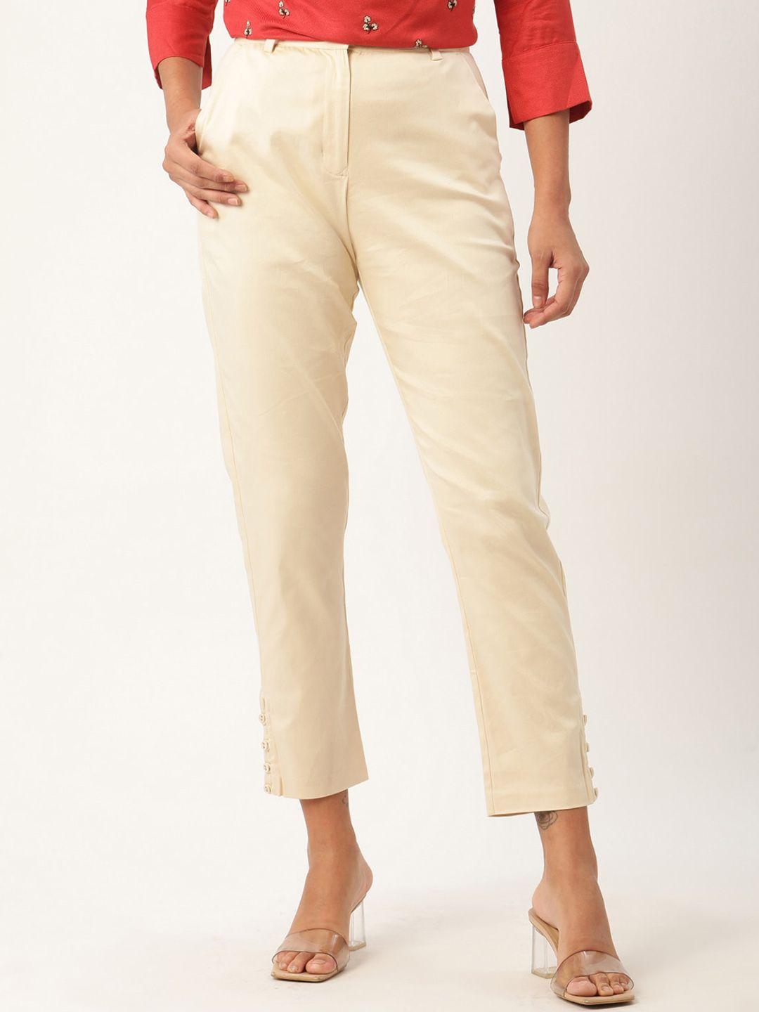 rooted women cream peg trousers