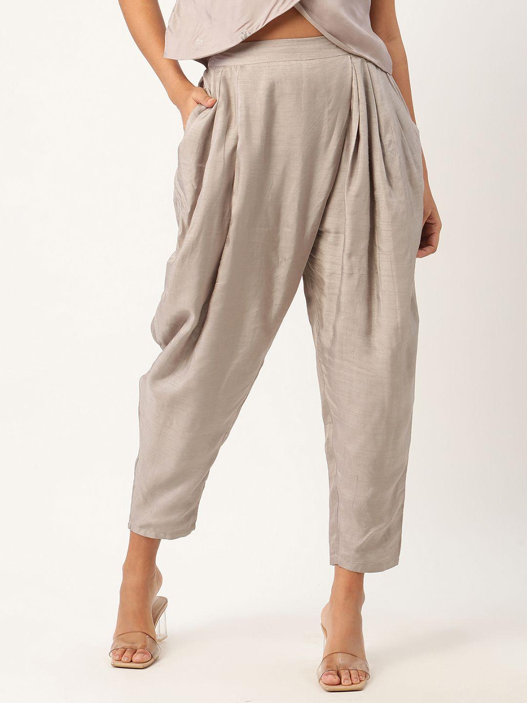 rooted women grey regular fit solid jodhpuris