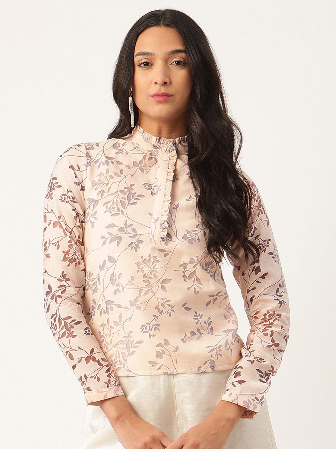 rooted women pink tropical printed shirt style top