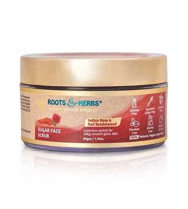 roots and herbs sugar face scrub (indian rose and red sandalwood) - 100 gm