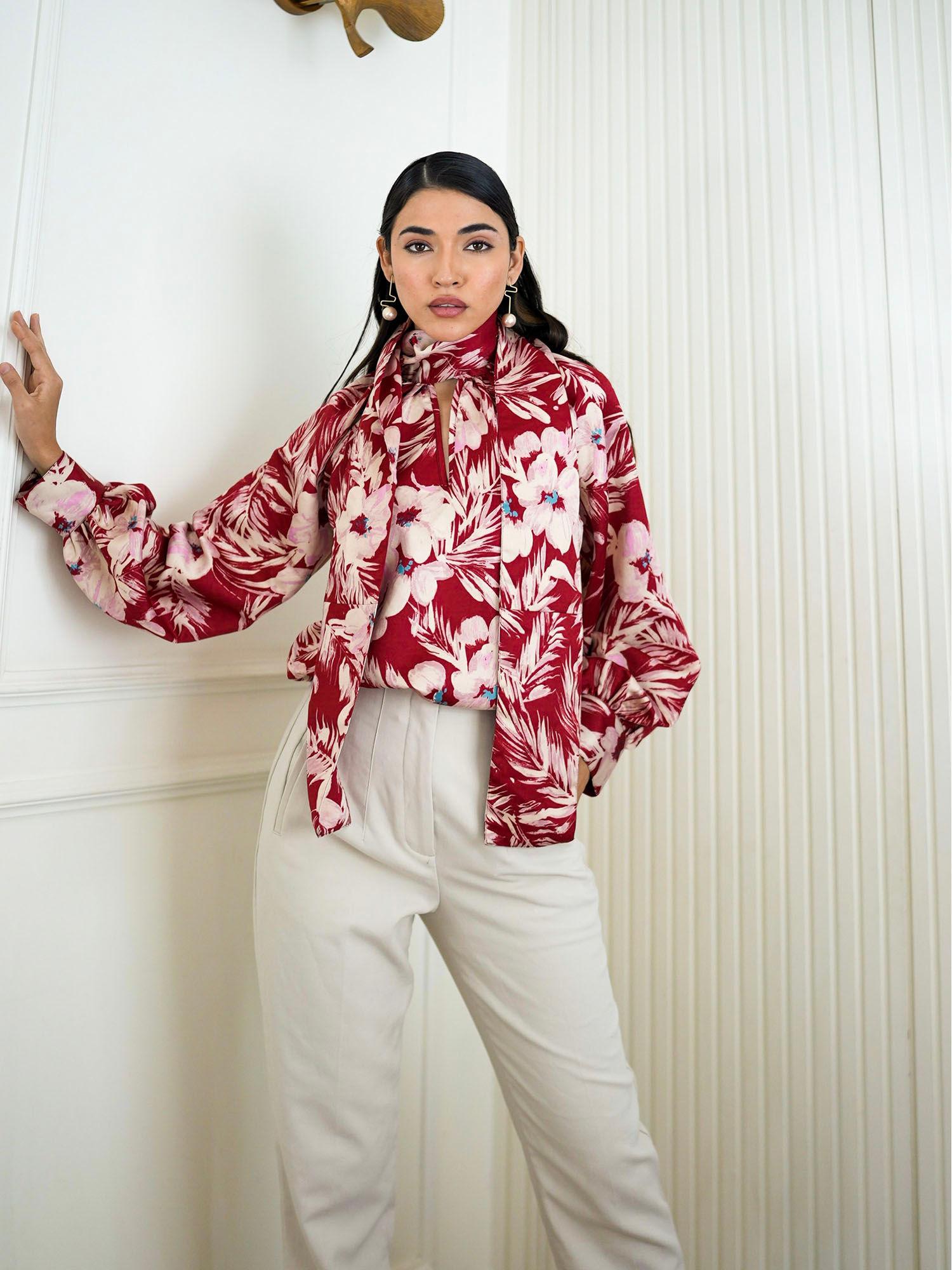 rosé scarf blouse in viva magenta