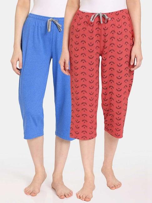 rosaline by zivame multicolor printed capris - pack of 2
