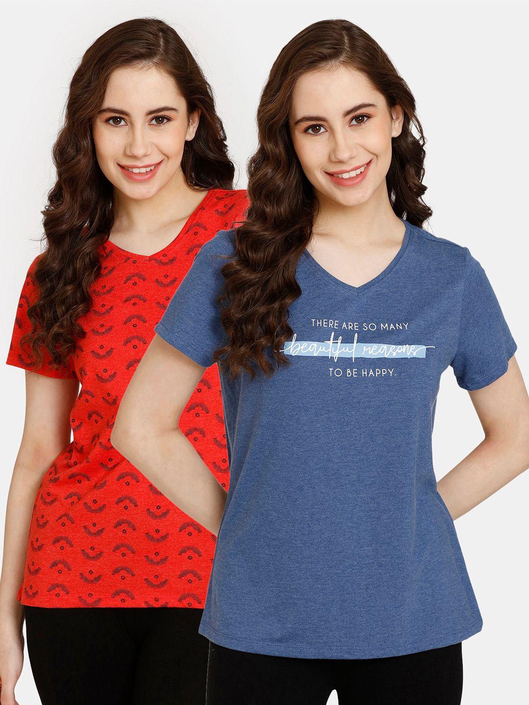 rosaline by zivame pack of 2 printed cotton t-shirts