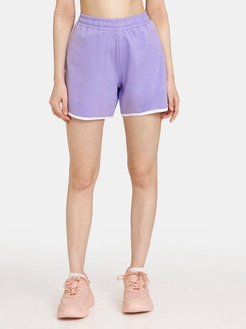 rosaline by zivame purple relaxed fit mid rise shorts