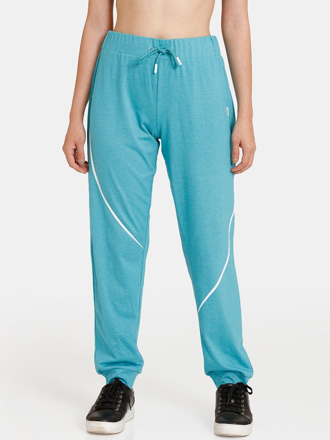 rosaline by zivame women blue solid relaxed-fit track pants