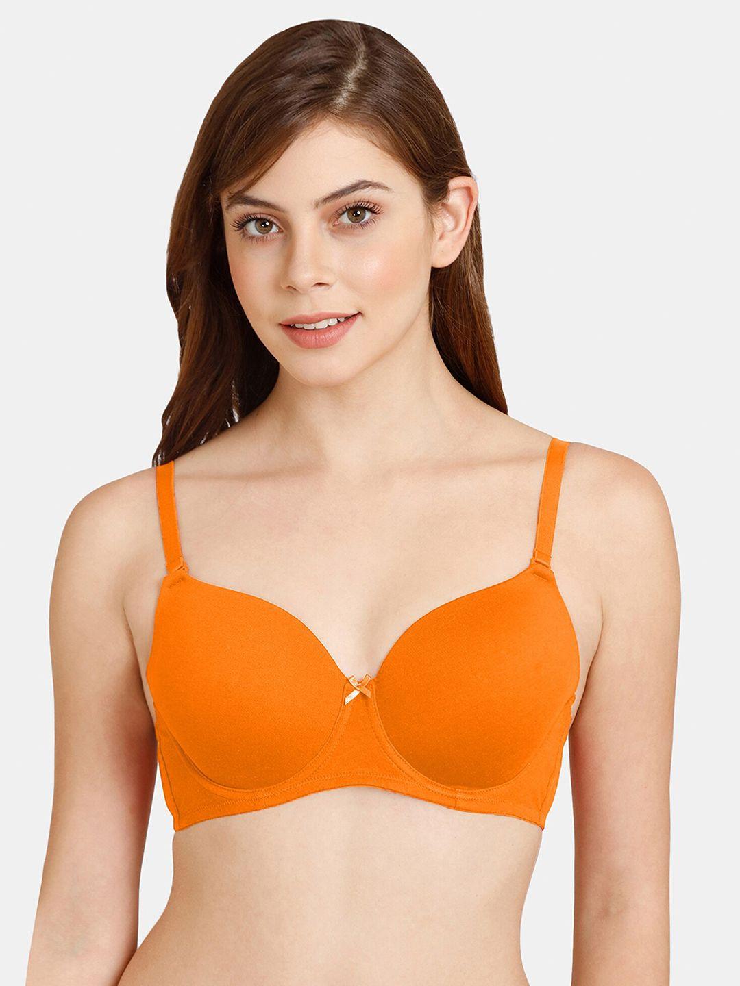 rosaline by zivame women orange bra underwired lightly padded