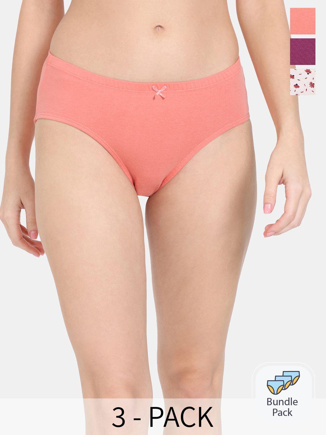 rosaline by zivame women pack of 3 pure cotton hipster briefs