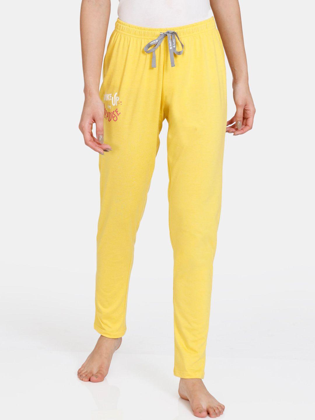 rosaline by zivame yellow solid lounge pants