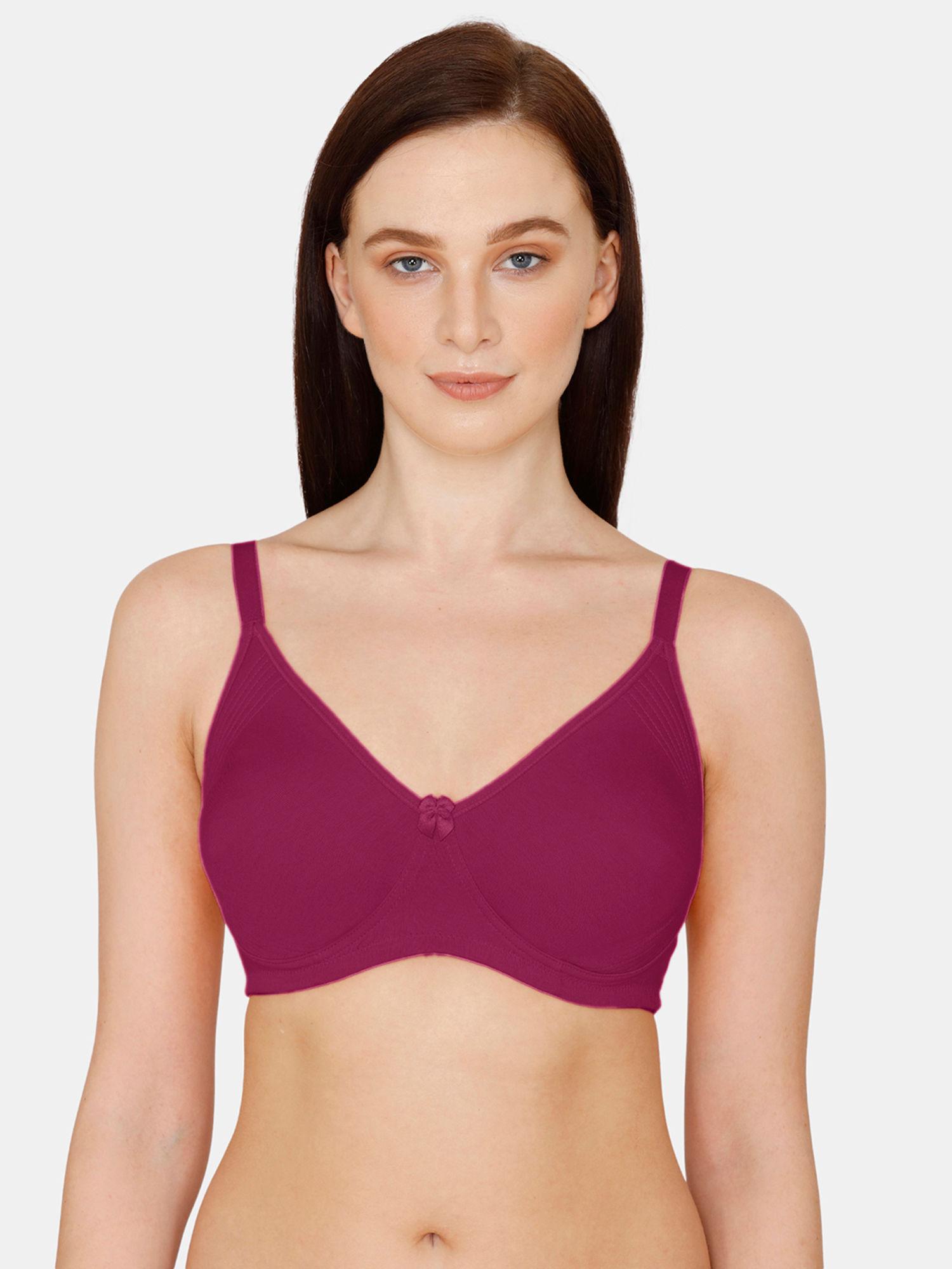 rosaline basics double layered non wired 3/4th coverage bra - rhododendron