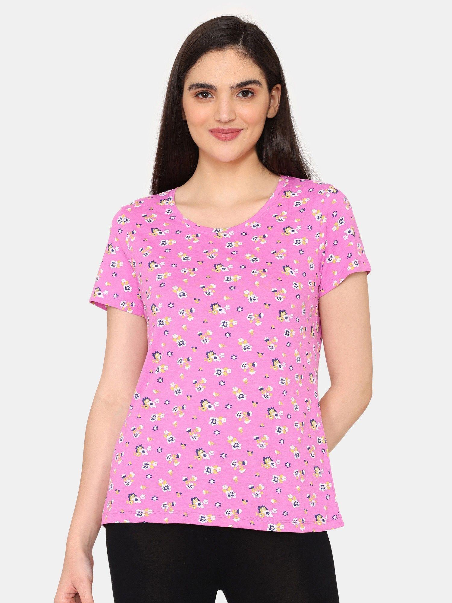 rosaline bloom fest knit cotton t-shirt pink
