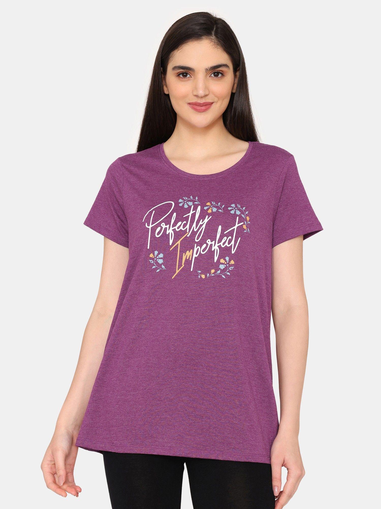 rosaline bloom fest knit cotton t-shirt plum caspia