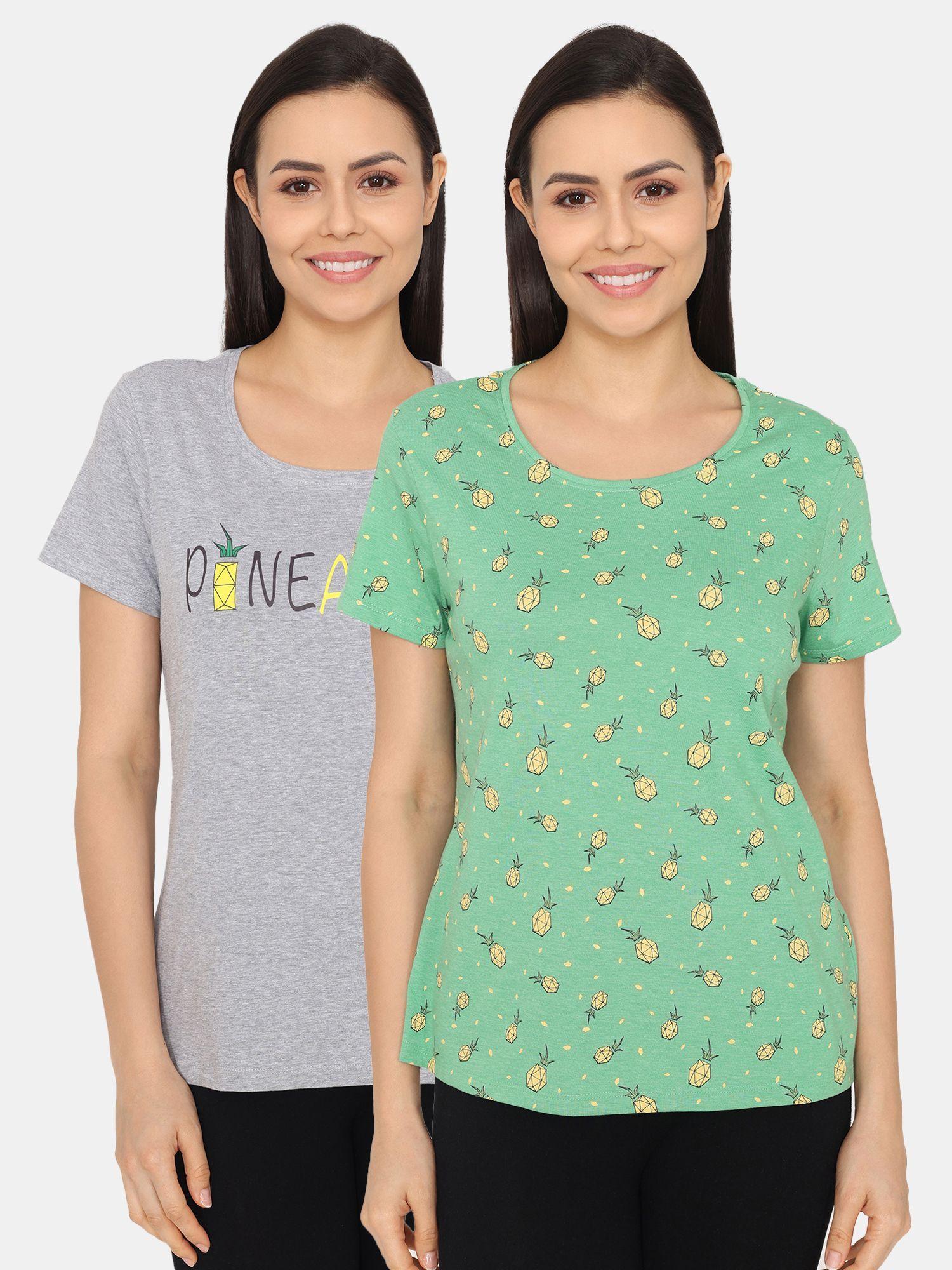 rosaline bloom fest knit cotton top - green grey (pack of 2)