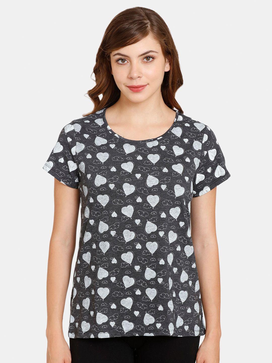 rosaline by zivame black print top