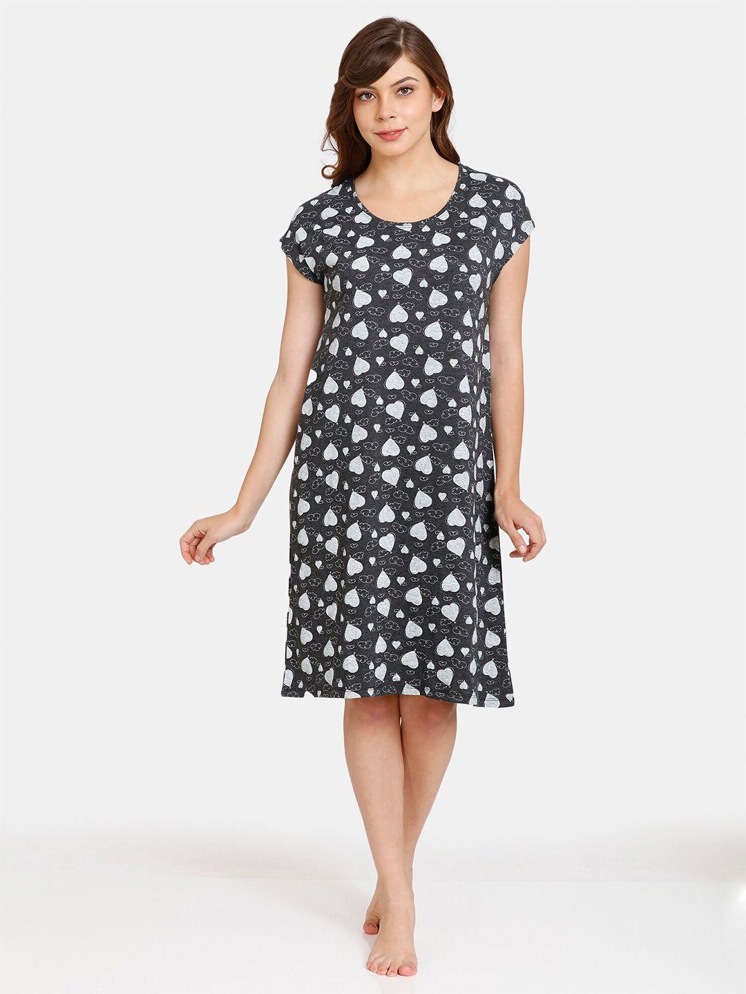 rosaline by zivame black printed nightdress