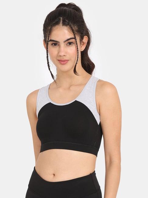 rosaline by zivame black sports bra with removable padding