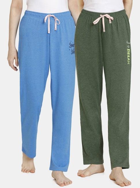 rosaline by zivame blue & green pyjamas - pack of 2