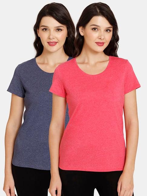 rosaline by zivame blue & pink t-shirt - pack of 2