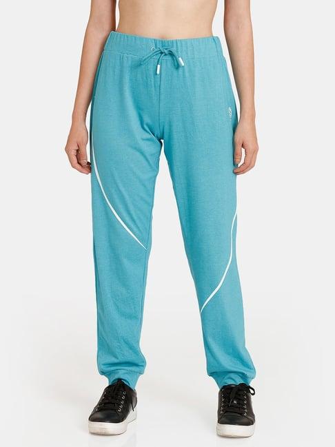 rosaline by zivame blue mid rise trackpants