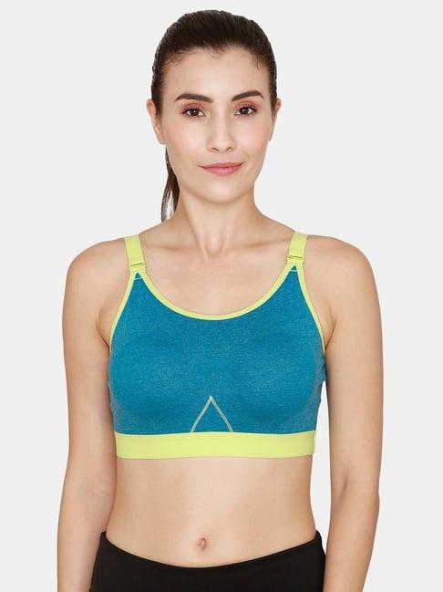 rosaline by zivame blue non-wired non-padded sports bra