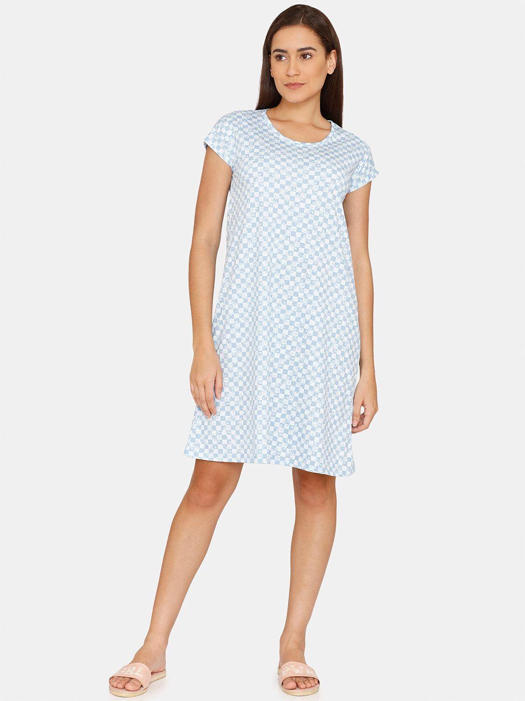 rosaline by zivame blue printed nightdress