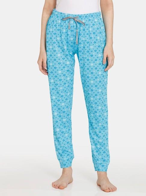 rosaline by zivame blue printed pyjamas
