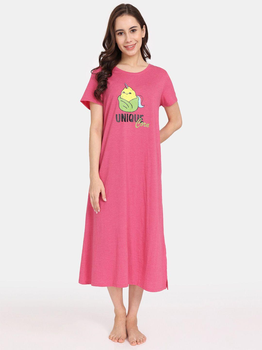 rosaline by zivame graphic printed midi t-shirt nightdress