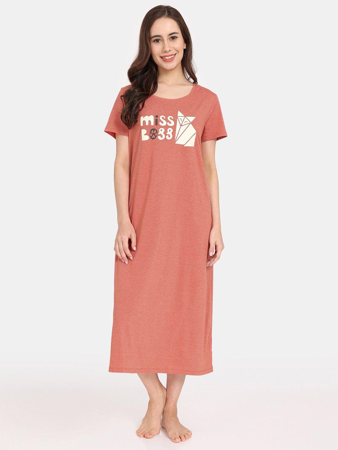 rosaline by zivame graphic printed pure cotton t-shirt nightdress