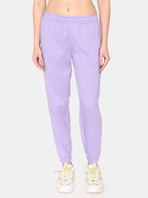 rosaline by zivame light purple printed joggers