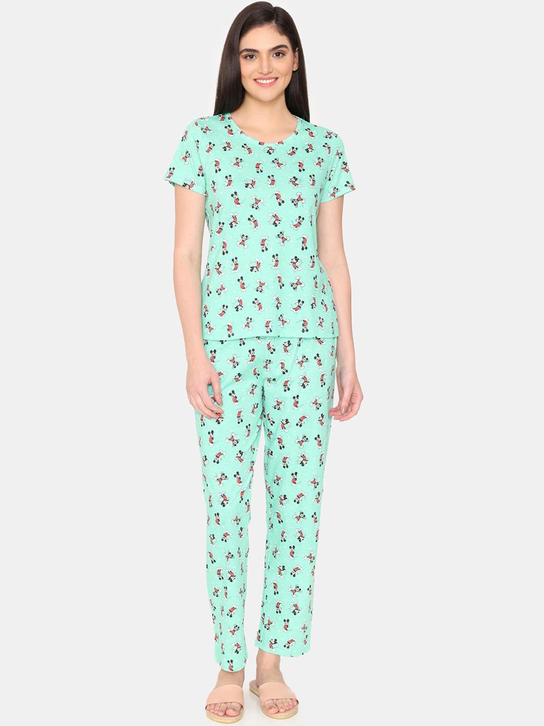 rosaline by zivame mickey mouse printed night suit