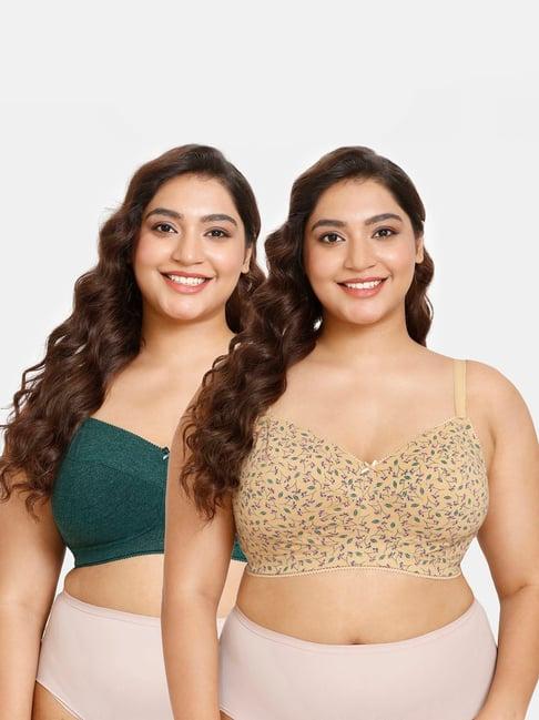 rosaline by zivame multicolor printed double layered bra - pack of 2