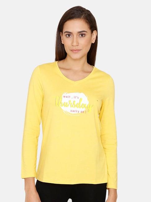 rosaline by zivame mustard graphic print top