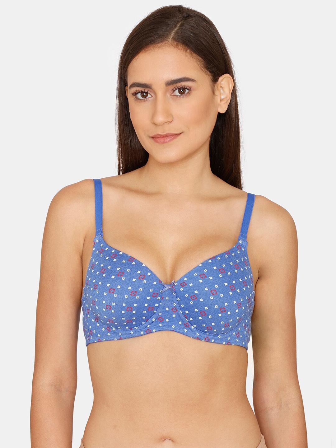 rosaline by zivame printed lightly padded half coverage t-shirt bra with all day comfort