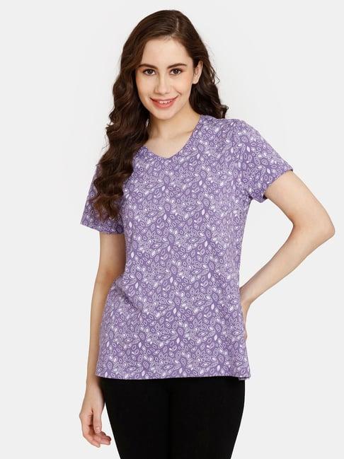 rosaline by zivame purple printed t-shirt