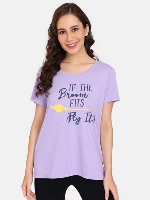 rosaline by zivame purple printed t-shirt
