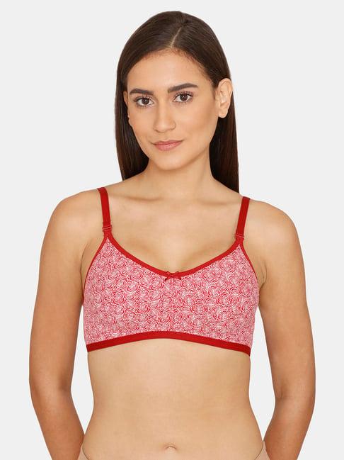 rosaline by zivame red & white non wired non padded t shirt bra