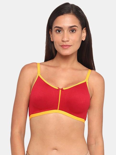 rosaline by zivame red & yellow non wired non padded t-shirt bra