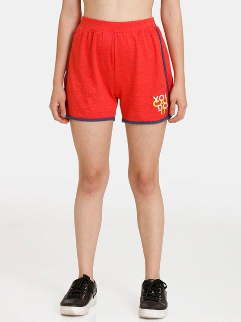 rosaline by zivame red graphic print shorts
