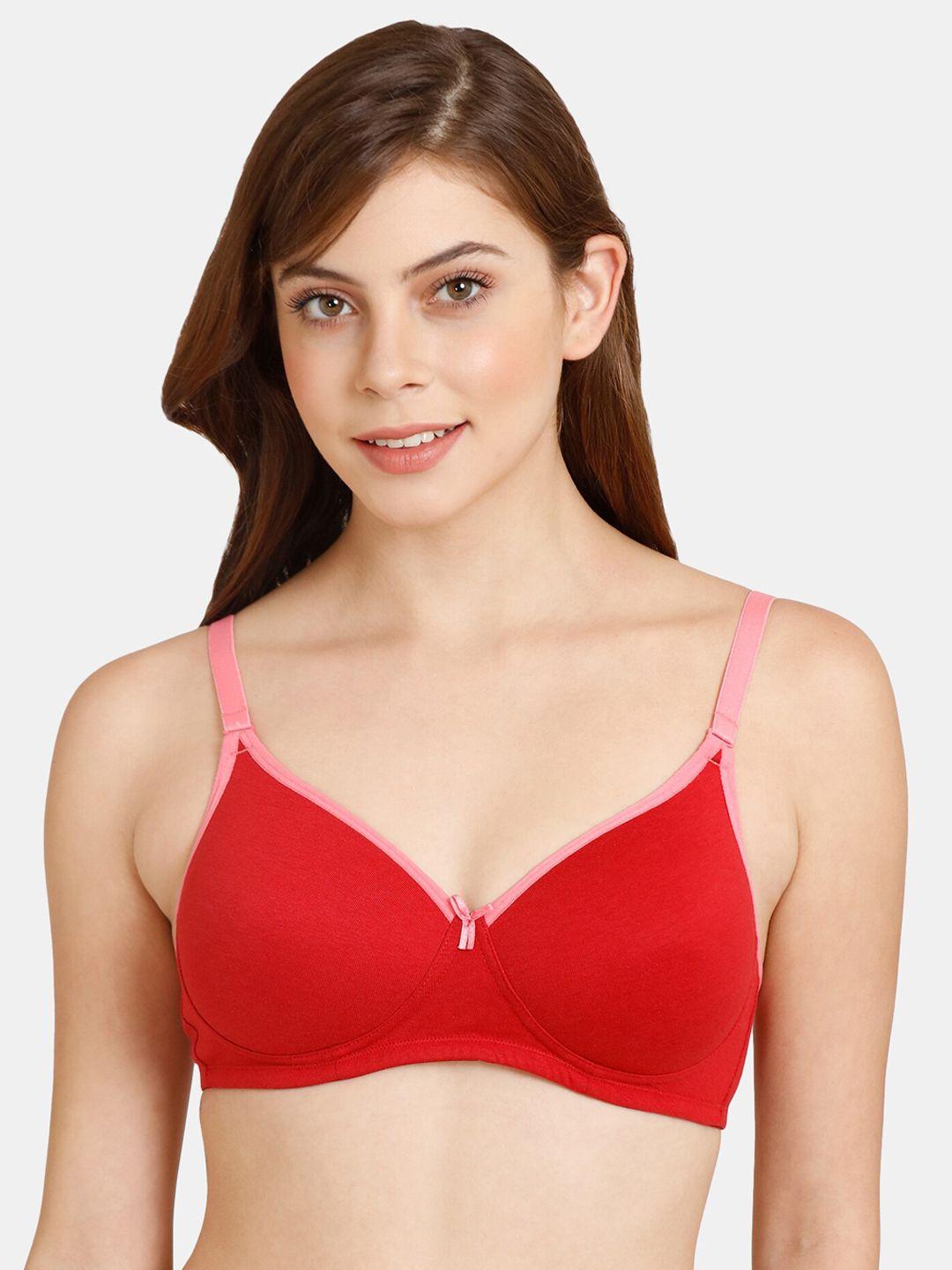 rosaline by zivame red lightly padded all-day comfort bra
