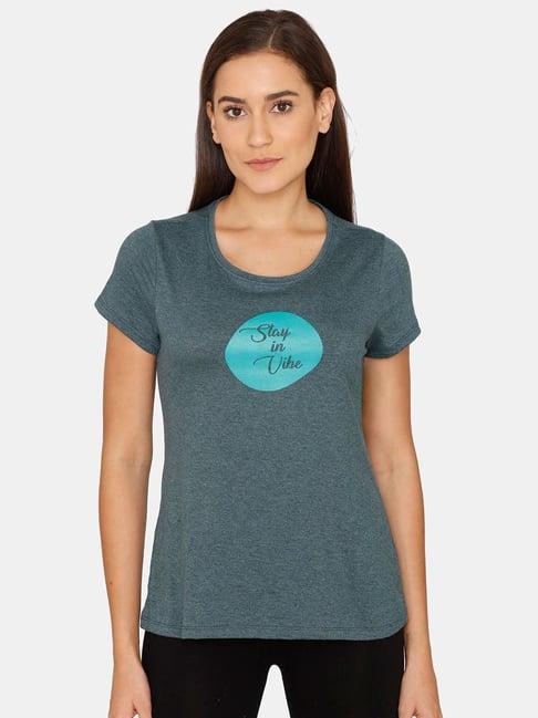 rosaline by zivame sea moss graphic print t-shirt