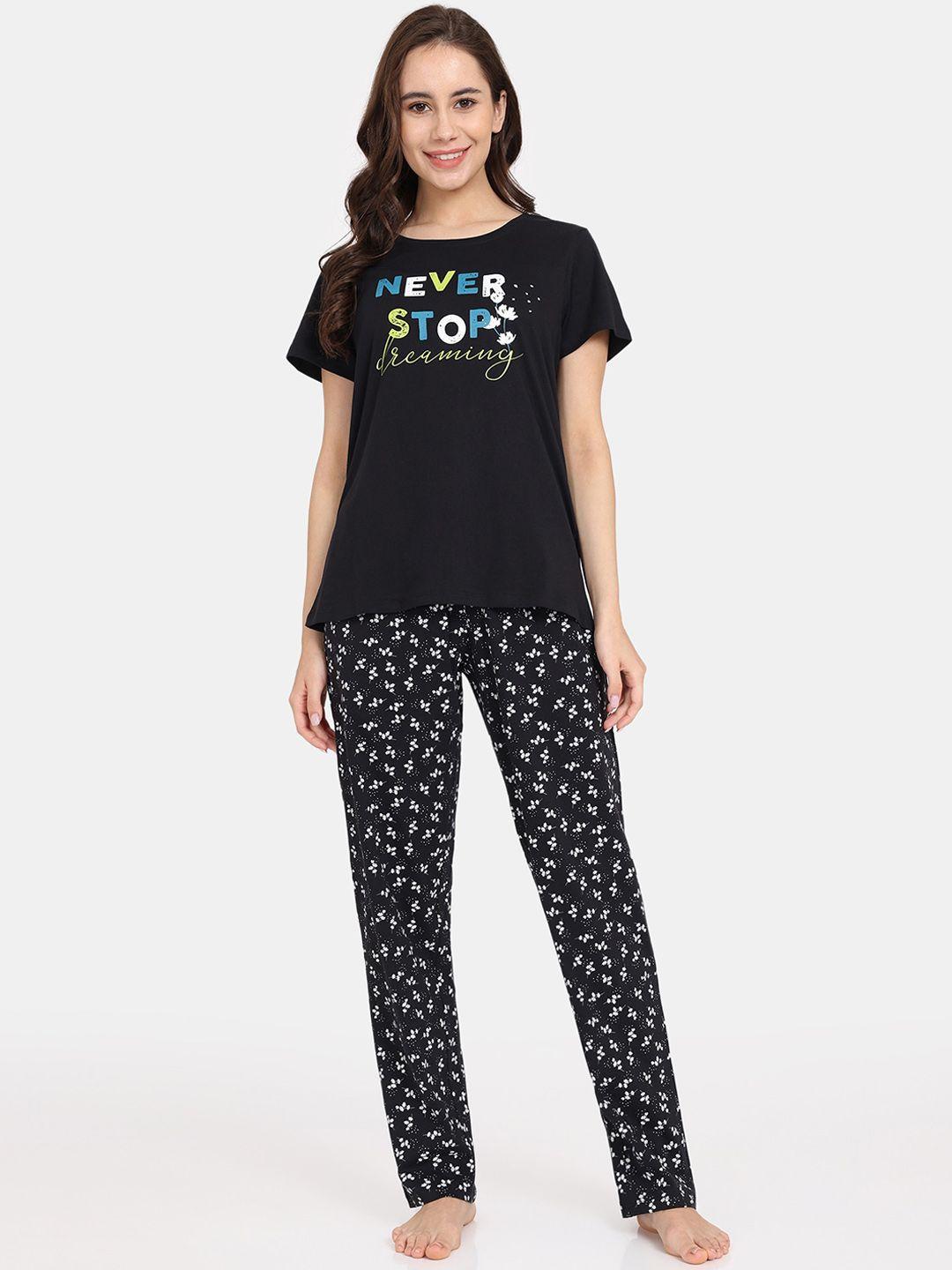 rosaline by zivame typography printed night suit