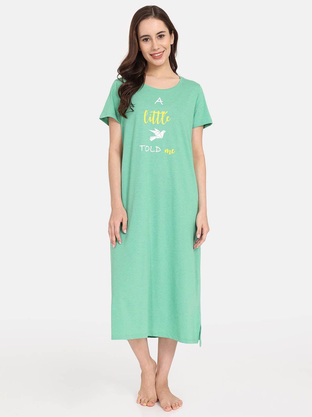 rosaline by zivame typography printed pure cotton nightdress