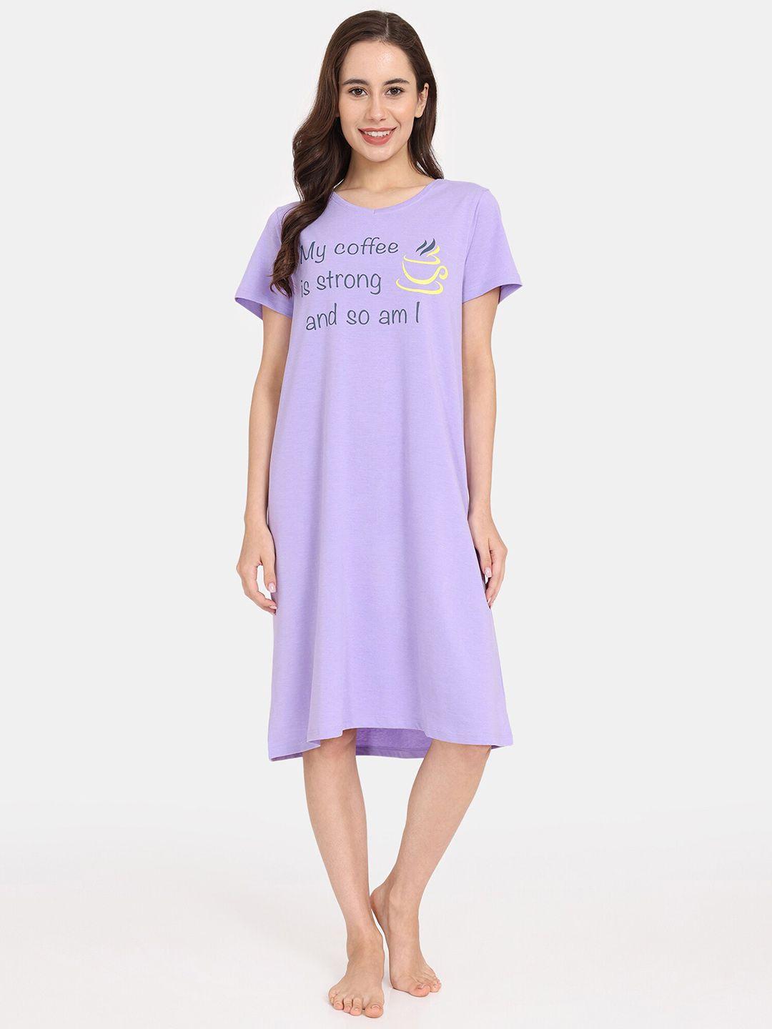 rosaline by zivame typography printed pure cotton t-shirt nightdress