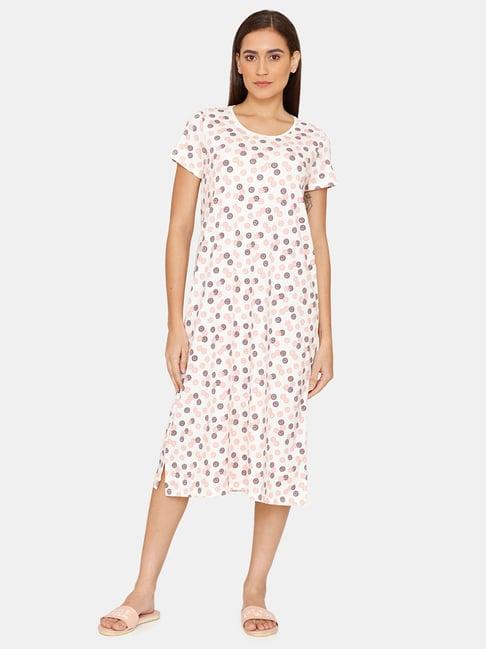 rosaline by zivame white printed night dress