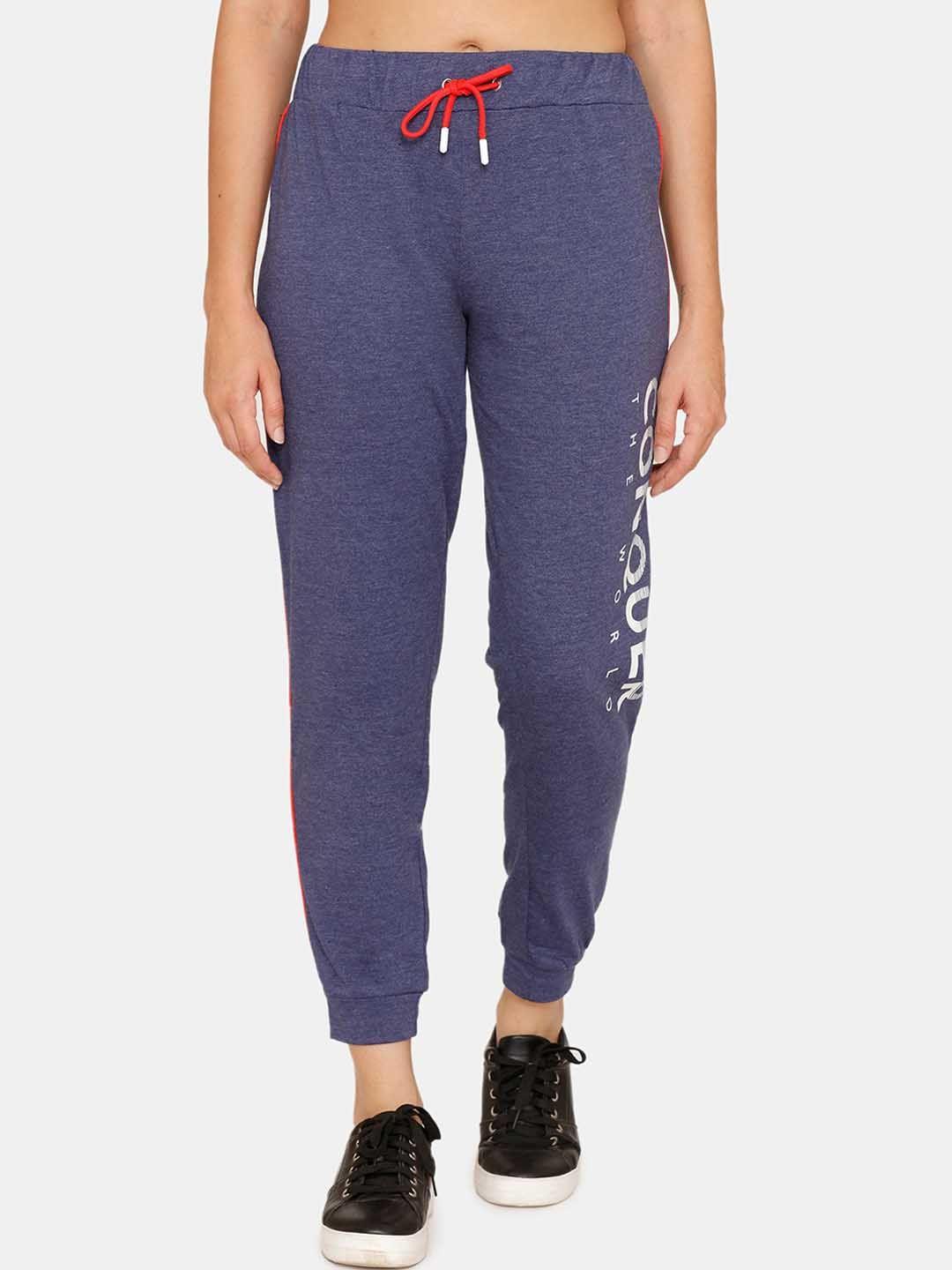 rosaline by zivame women blue solid joggers