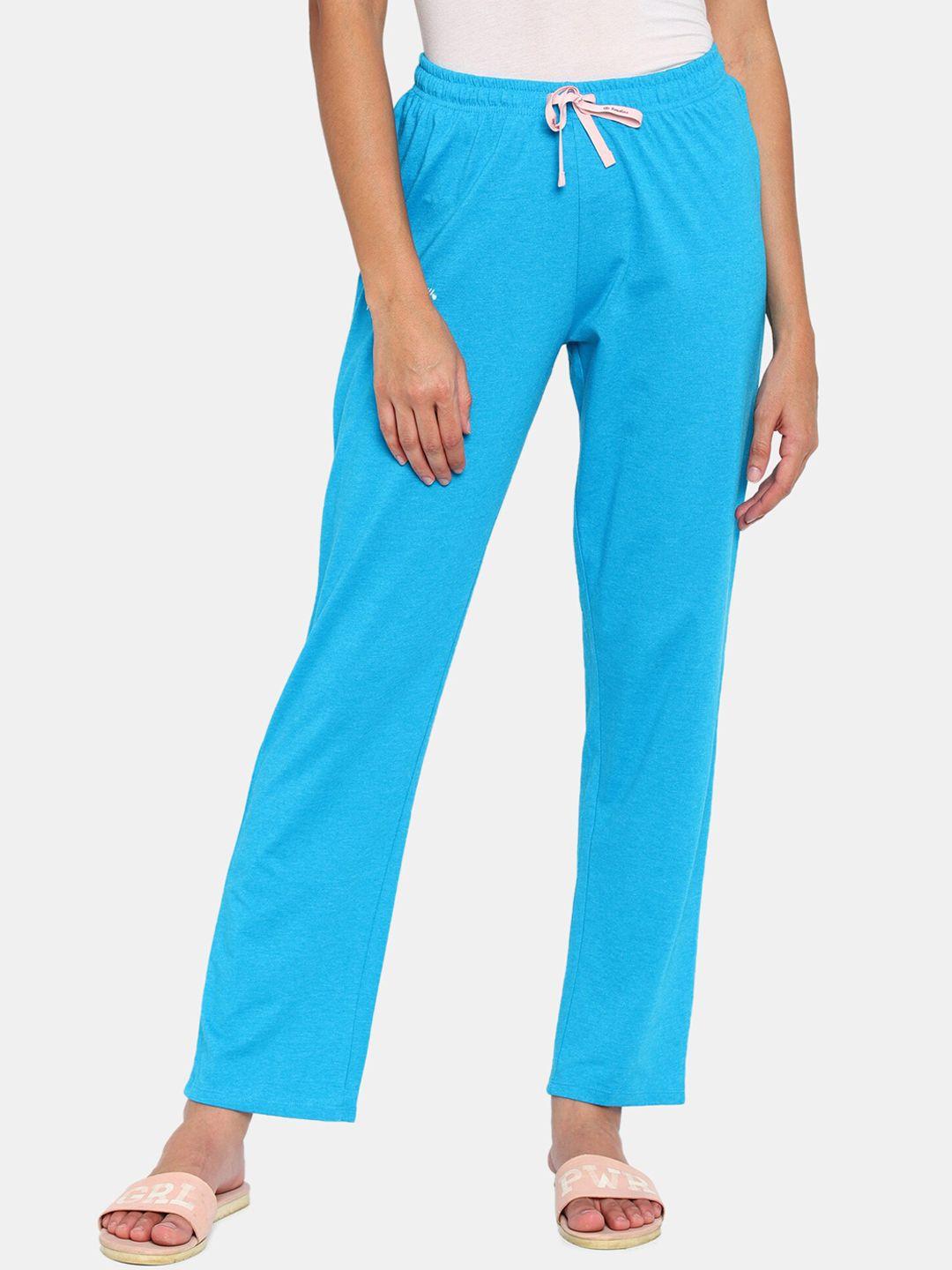 rosaline by zivame women blue solid lounge pant