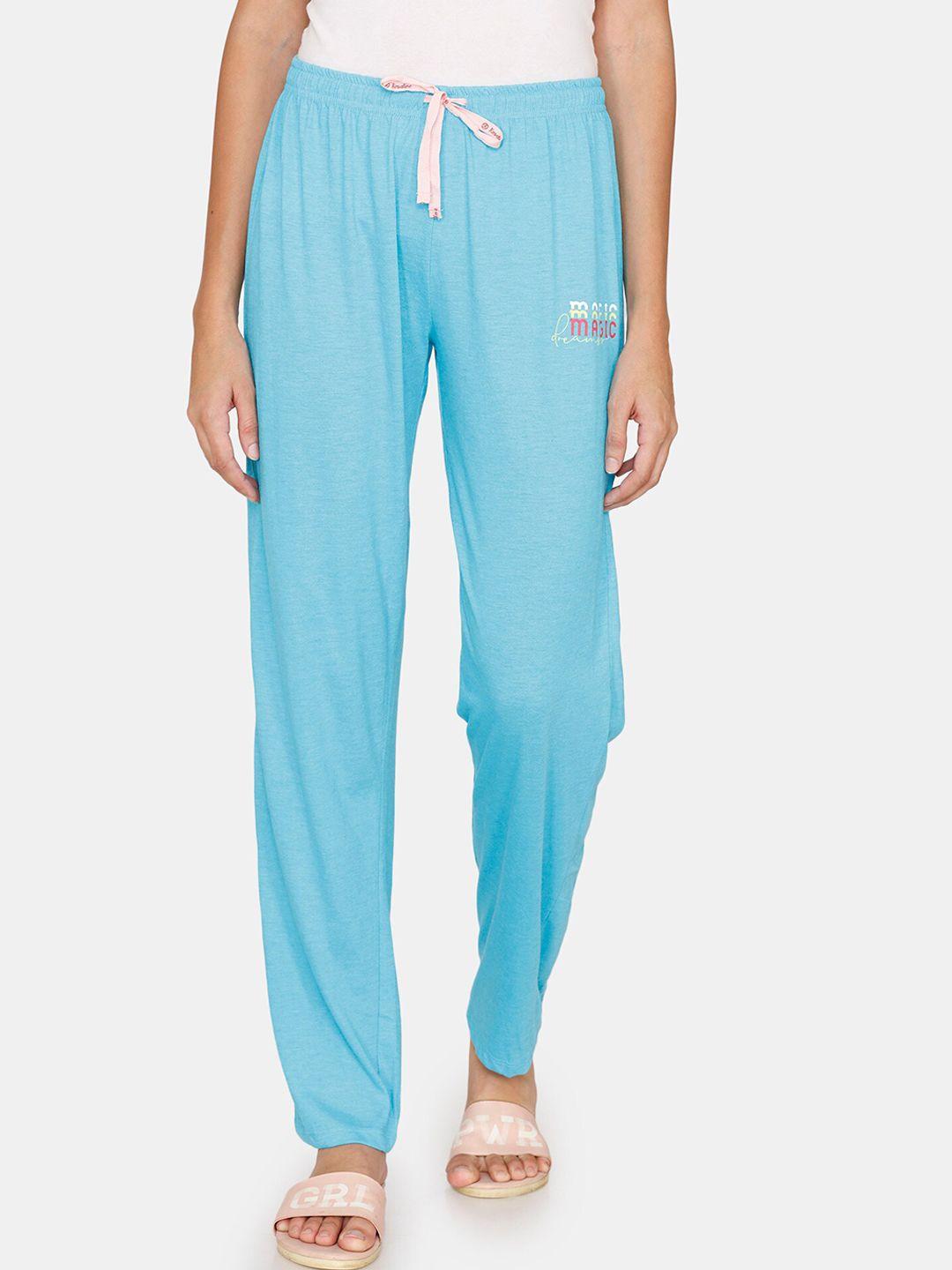 rosaline by zivame women blue solid lounge pants