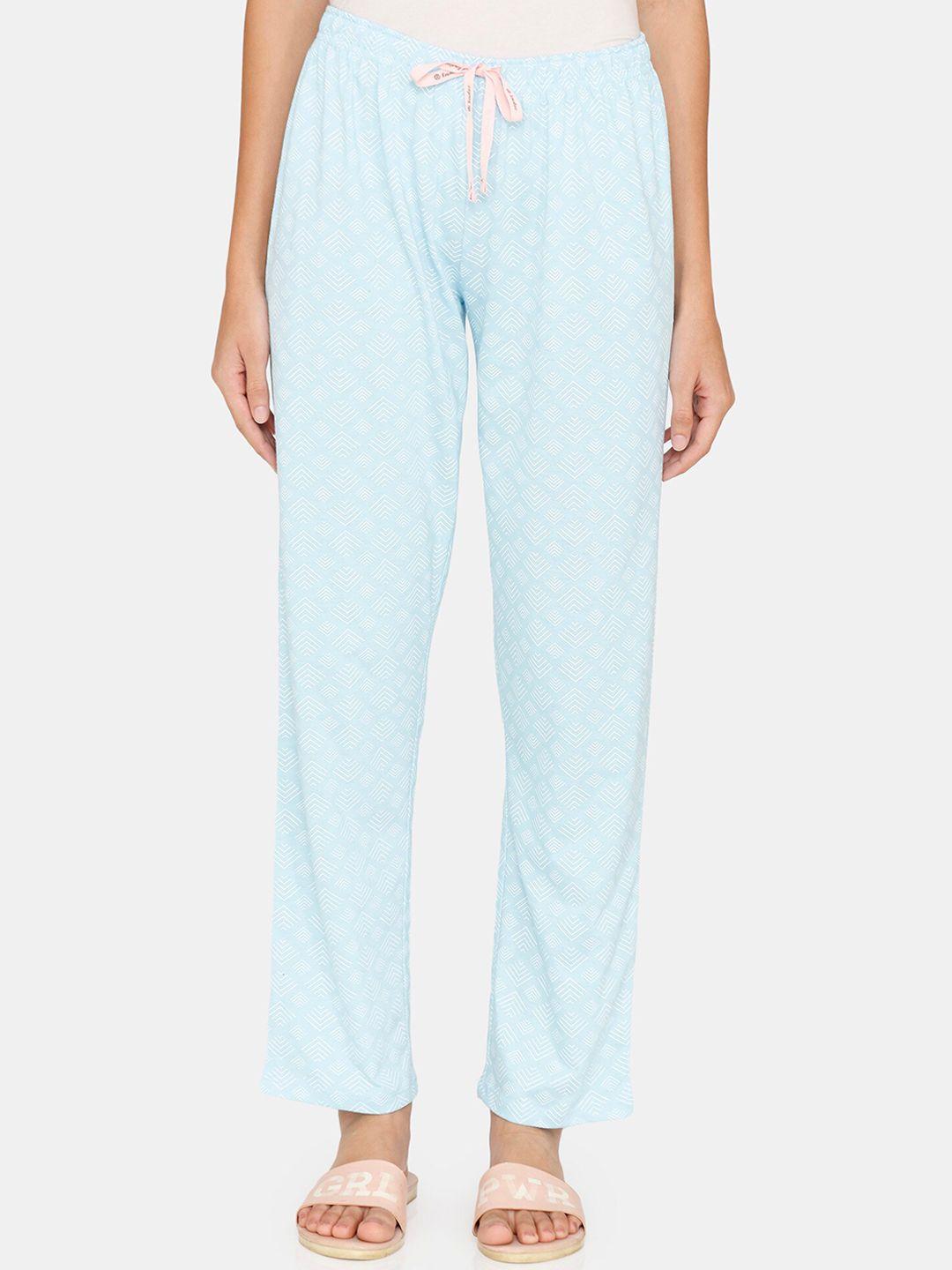 rosaline by zivame women blue solid lounge pants