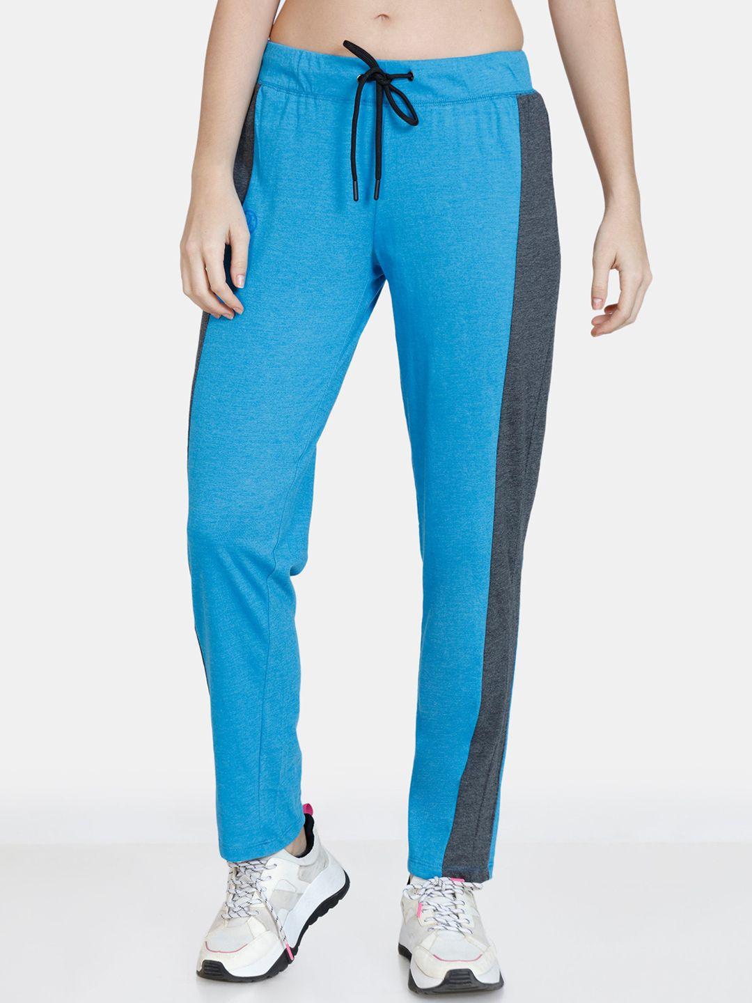 rosaline by zivame women blue solid straight fit trackpants